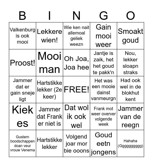 Egge en Antje-Kerstbingo Card