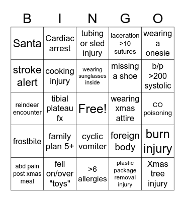 Merry Christmas Bingo Card