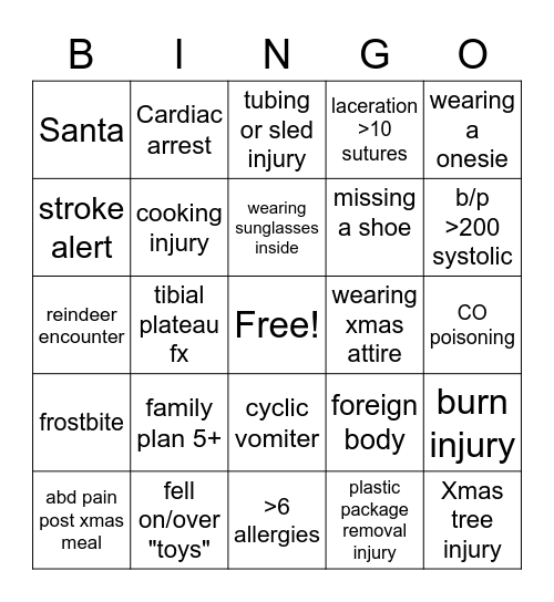 Merry Christmas Bingo Card