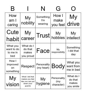 Words of Affirmation Bingo Card