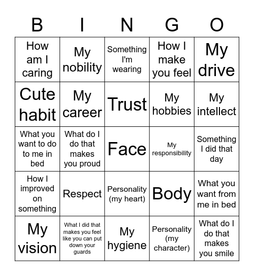 Words of Affirmation Bingo Card