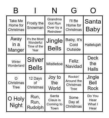 Santa's Singo Bingo Card