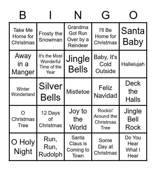 Santa's Singo Bingo Card