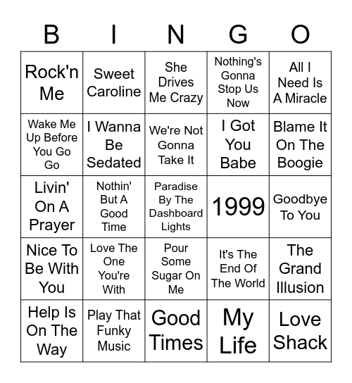 Rockin' The New Year (70's & 80's) Bingo Card