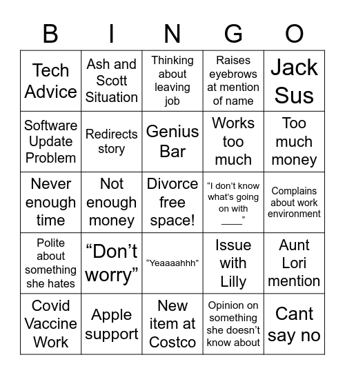 Debgo Bingo Card