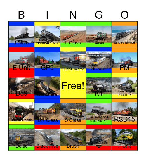 Railway Lines in the U.S.A, Great Britain and Australia Bingo Card