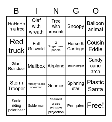 Blackburn Christmas Eve Bingo Card