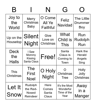 Here We Come a Caroling Bingo Card