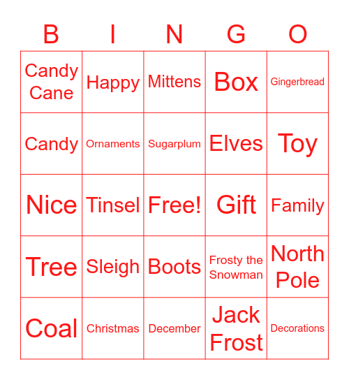 Christmas Bingo Card