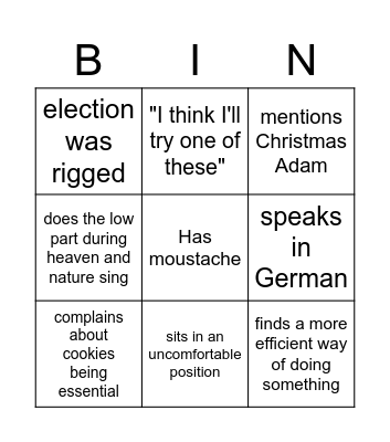 Dad Bingo Card