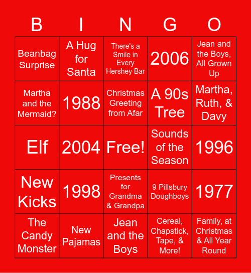 Schneider Christmas Bingo Card