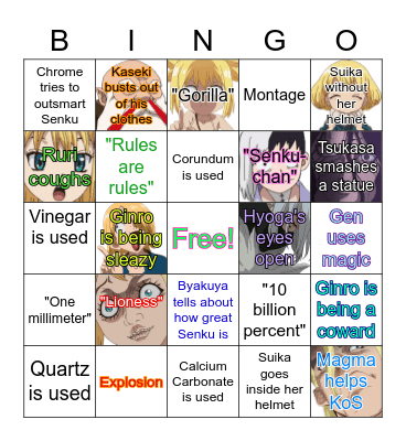 Dr. Stone Bingo Card