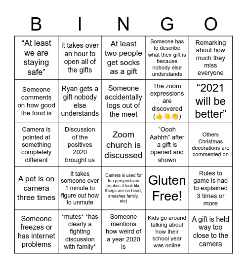 2020 Christmas Bingo Card