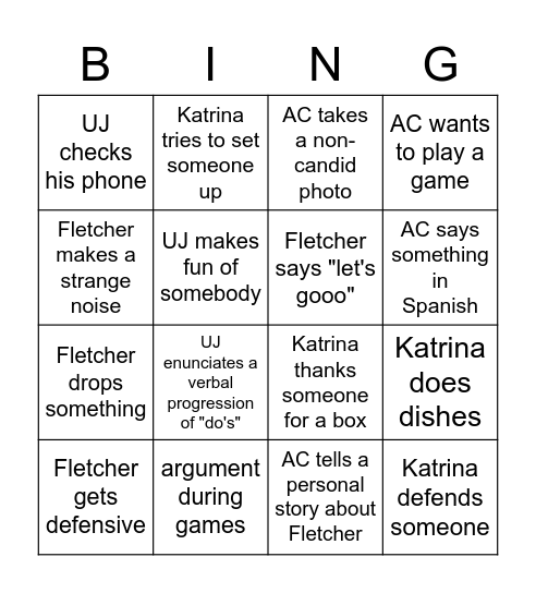 Klug Bingo Card