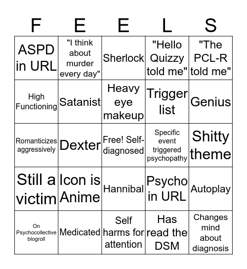 Psichopaht Bigno  Bingo Card