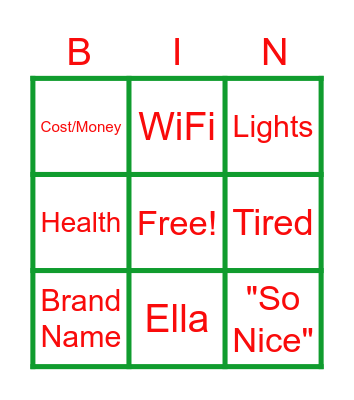 Christmas Eve 2020 Bingo Card