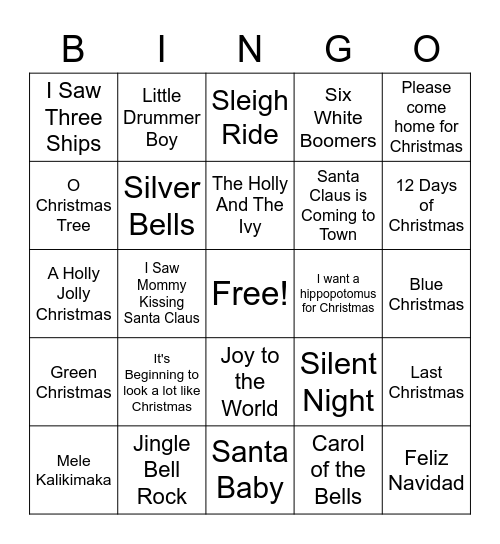 Family Christmas Bingo! Bingo Card