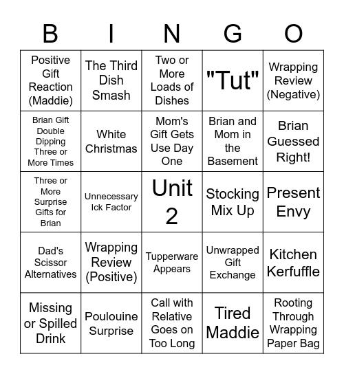 Brian's Christmas Bingo 2020 Bingo Card