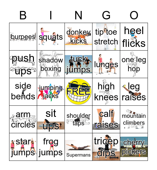 Fitness Bingo Card