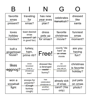 Christmas Bingo Card