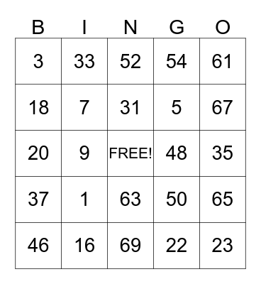 THANKSGIVING Bingo Card