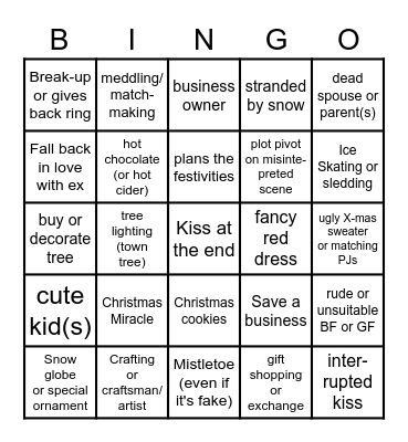 Christmas Movie Bingo Card