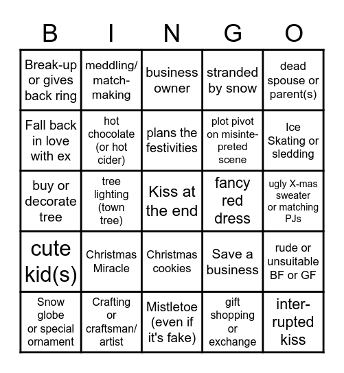 Christmas Movie Bingo Card