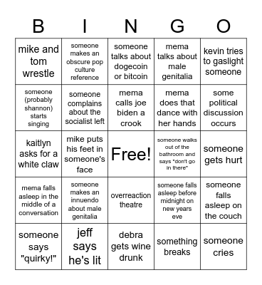 Delaney Family Vacation Bingo Card