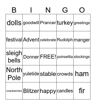 Christmas Bingo Card