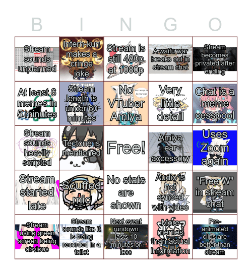 Arknights EN Anniv Stream Bingo Card