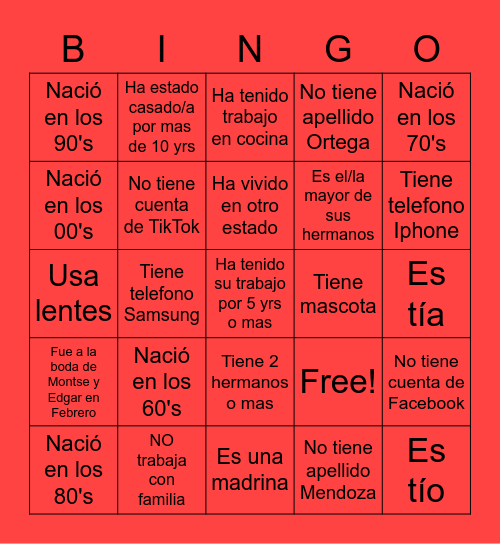 Navidad Bingo Card