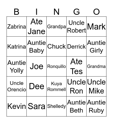 FAMILY BINGO Card