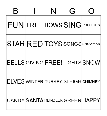 CHRISTMAS BINGO Card