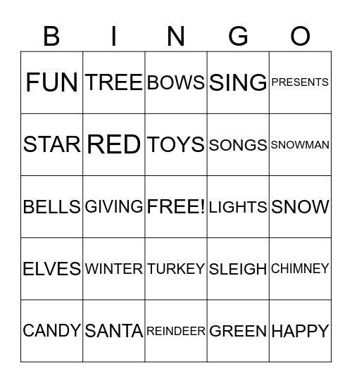 CHRISTMAS BINGO Card