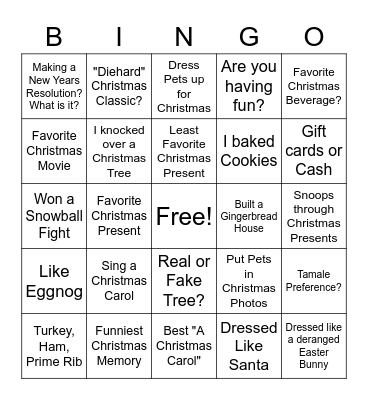 Christmas Bingo Card