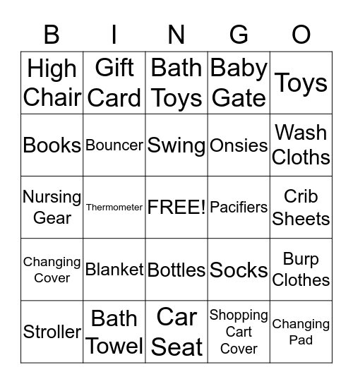 BINGO for Baby Pickett Bingo Card