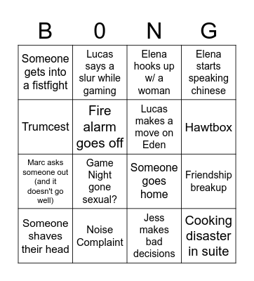 Return to Campus Bongers Bingo Card