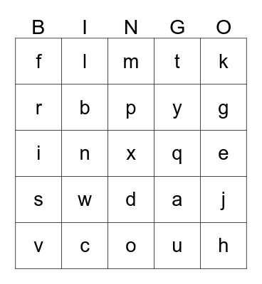 Letter Sounds Bingo Card