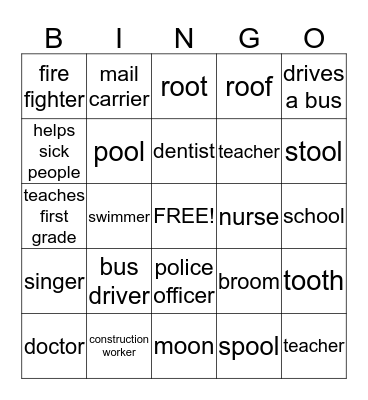 ENGLISH IS FUN!!! Bingo Card