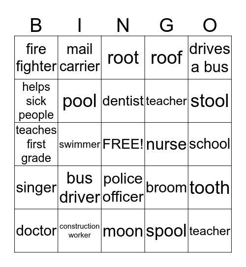 ENGLISH IS FUN!!! Bingo Card