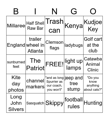 Platt/Troutman Bingo Card