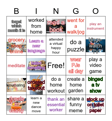 QUARANTINE Bingo - x19 Bingo Card