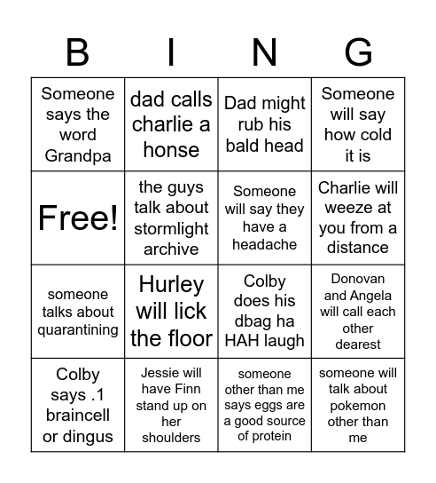 Christine Bingo Card