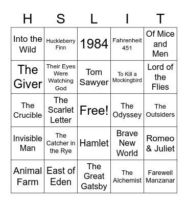 High school LIT Bingo Card