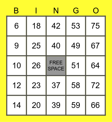 BINGO Card