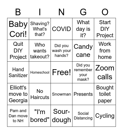 COVID Christmas Bingo Card