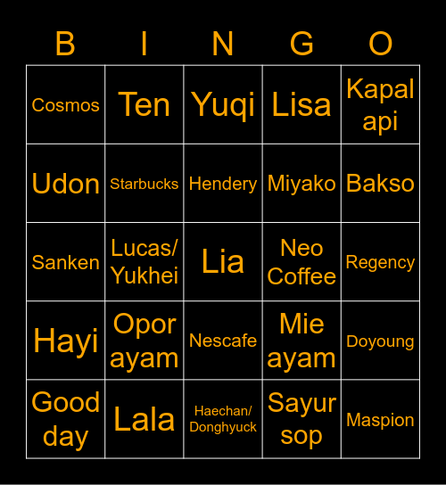DONGHYUCK Bingo Card