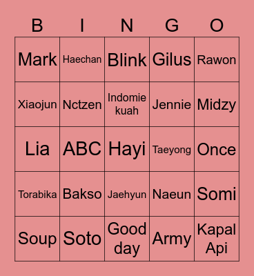 Punya Jessie Bingo Card