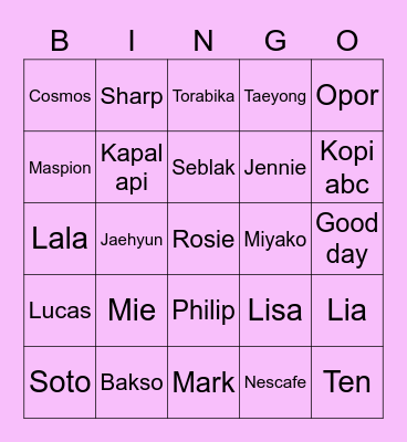 Rosie Bingo Card