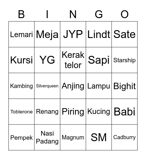 Ocieee Bingo Card